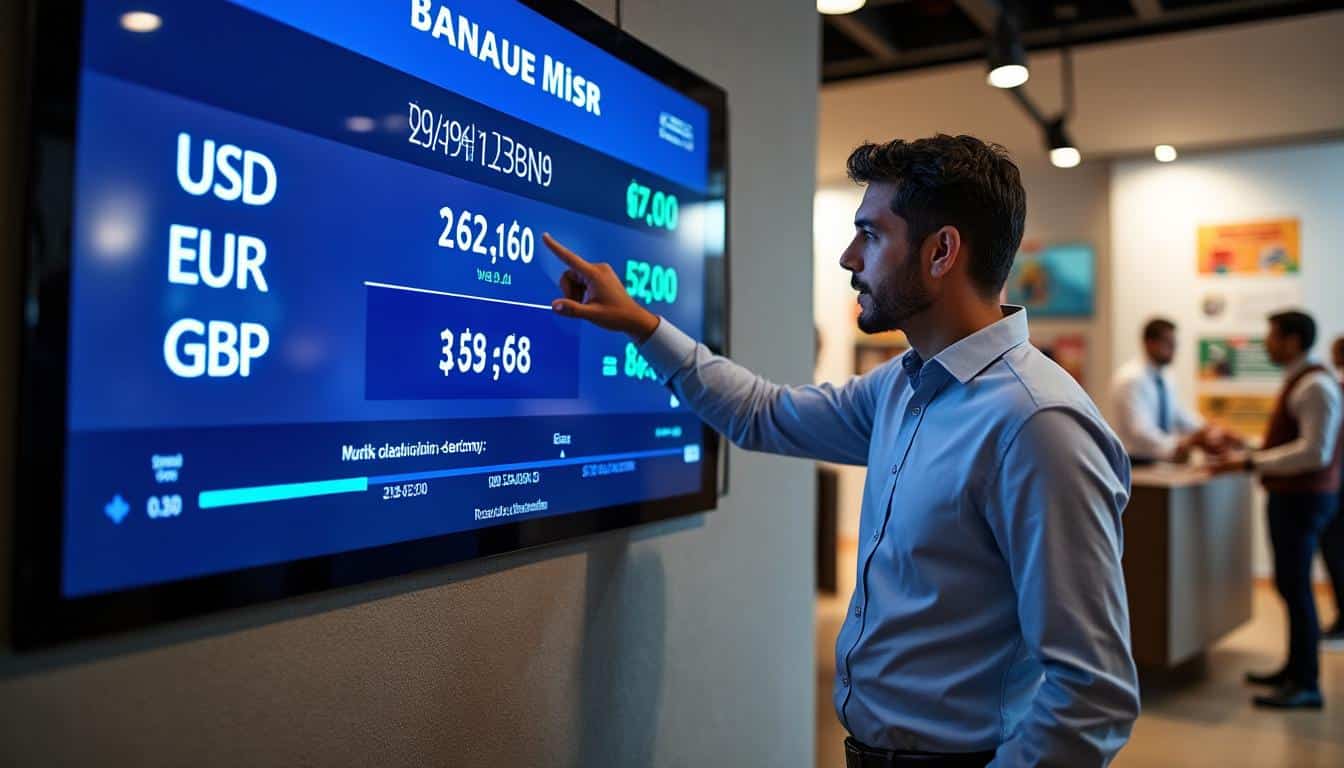 Illustration: Comment lire les taux de change en temps réel à la Banque Misr